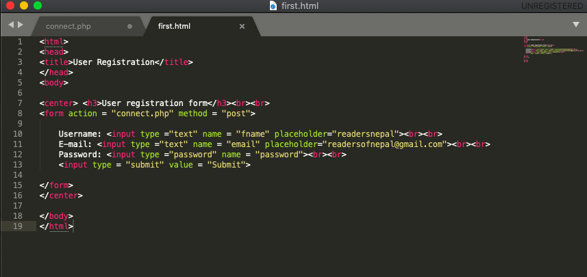 How to insert and store data from HTML form to database - Readersnepal